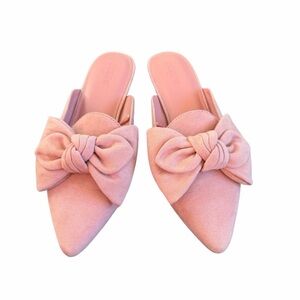 J. Crew Womens Size 9 Pointed Toe Bow Slip on Mule Flats Pink